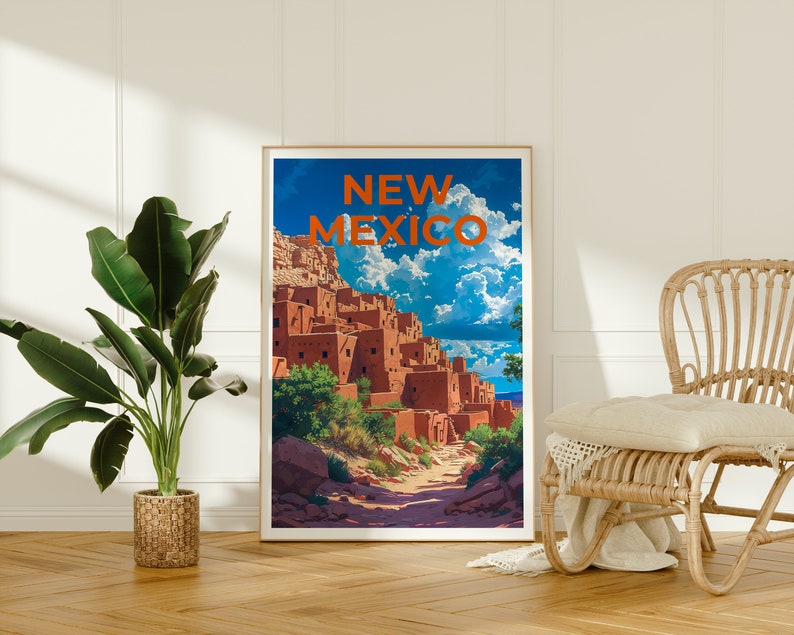 Affiche de voyage du Nouveau-Mexique, art mural de Taos, impression de Taos, affiche du Nouveau-Mexique, affiche de Taos, art du Nouveau-Mexique
