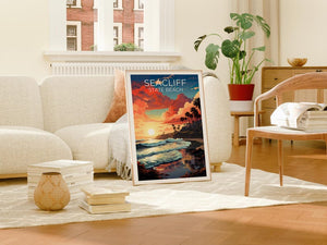 Seacliff State Beach Travel Print California Poster Coastal Wall Art Santa Cruz Illustration Landscape Poster Home Decor Birthday Gift