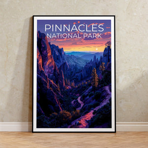 Affiche du parc national des Pinnacles, impression des Pinnacles, affiche de Californie, impression de Californie, affiche de voyage des Pinnacles, art de Californie, art des Pinnacles