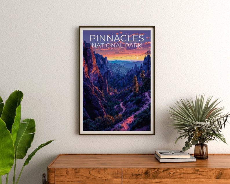 Affiche du parc national des Pinnacles, impression des Pinnacles, affiche de Californie, impression de Californie, affiche de voyage des Pinnacles, art de Californie, art des Pinnacles