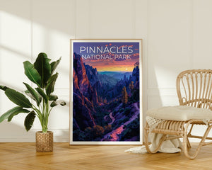Affiche du parc national des Pinnacles, impression des Pinnacles, affiche de Californie, impression de Californie, affiche de voyage des Pinnacles, art de Californie, art des Pinnacles
