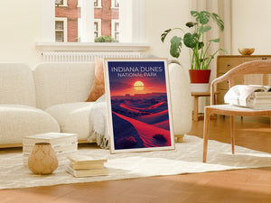 Affiche du parc national des dunes d'Indiana, impression des dunes d'Indiana, affiche de l'Indiana, impression de l'Indiana, affiche de voyage des dunes d'Indiana, affiche des dunes