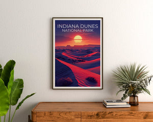 Affiche du parc national des dunes d'Indiana, impression des dunes d'Indiana, affiche de l'Indiana, impression de l'Indiana, affiche de voyage des dunes d'Indiana, affiche des dunes