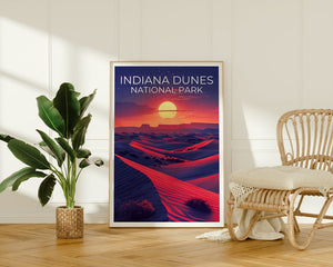 Affiche du parc national des dunes d'Indiana, impression des dunes d'Indiana, affiche de l'Indiana, impression de l'Indiana, affiche de voyage des dunes d'Indiana, affiche des dunes