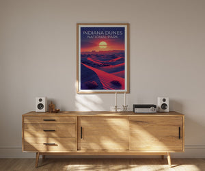 Affiche du parc national des dunes d'Indiana, impression des dunes d'Indiana, affiche de l'Indiana, impression de l'Indiana, affiche de voyage des dunes d'Indiana, affiche des dunes