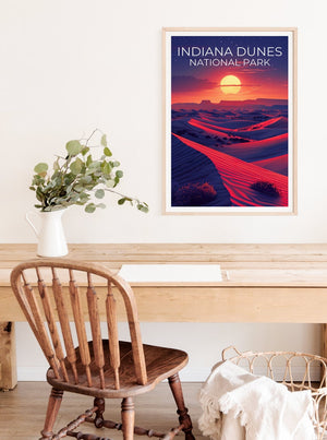 Affiche du parc national des dunes d'Indiana, impression des dunes d'Indiana, affiche de l'Indiana, impression de l'Indiana, affiche de voyage des dunes d'Indiana, affiche des dunes