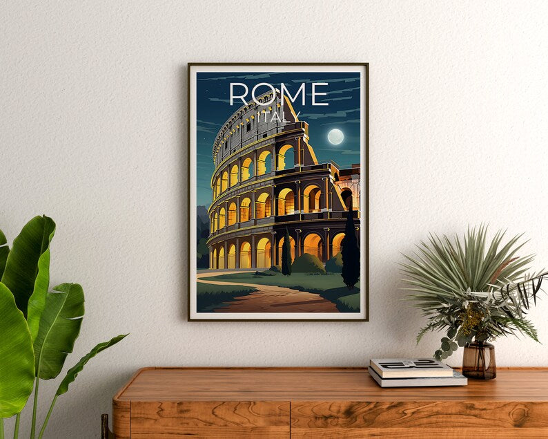 Rome Travel Poster, Colosseum Wall Art, Colosseum Print, Rome Poster, Europe Poster, City Poster, Rome Art