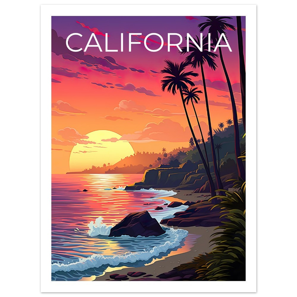 Affiche de voyage en Californie, art mural côtier, impression côtière, affiche de Californie, affiche côtière, affiche nature, art de la Californie