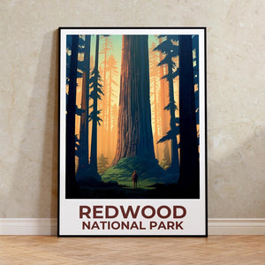 Redwood National Park Print, California Poster, Forest Art,  Redwood Illustration, Scenic Poster, Adventure Gift, Home Decor, Birthday Gift
