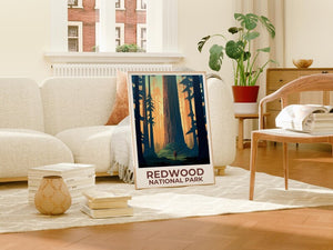 Redwood National Park Print, California Poster, Forest Art,  Redwood Illustration, Scenic Poster, Adventure Gift, Home Decor, Birthday Gift