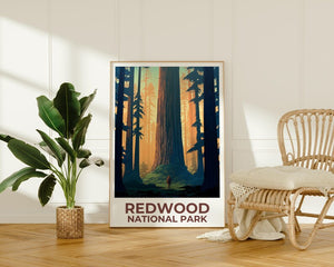 Redwood National Park Print, California Poster, Forest Art,  Redwood Illustration, Scenic Poster, Adventure Gift, Home Decor, Birthday Gift