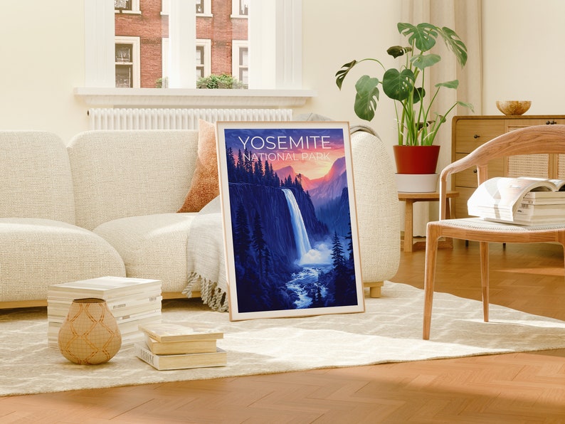Affiche du parc national de Yosemite, impression de Yosemite, affiche de Californie, impression de Californie, affiche de voyage de Yosemite, art de la montagne, art de Yosemite