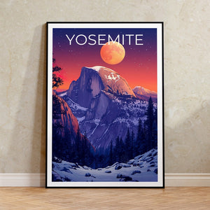 Yosemite Nationalpark Poster, Yosemite Druck, Half Dome Poster, Half Dome Druck, Yosemite Reiseposter, Kalifornien Poster, Yosemite Kunst