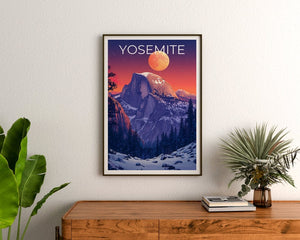 Yosemite Nationalpark Poster, Yosemite Druck, Half Dome Poster, Half Dome Druck, Yosemite Reiseposter, Kalifornien Poster, Yosemite Kunst
