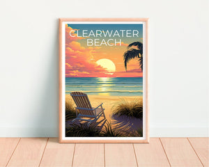 Clearwater Beach Poster, Clearwater Beach Print, Florida Art, Florida Print, Clearwater Beach Travel Poster, Beach Poster, Florida Gift