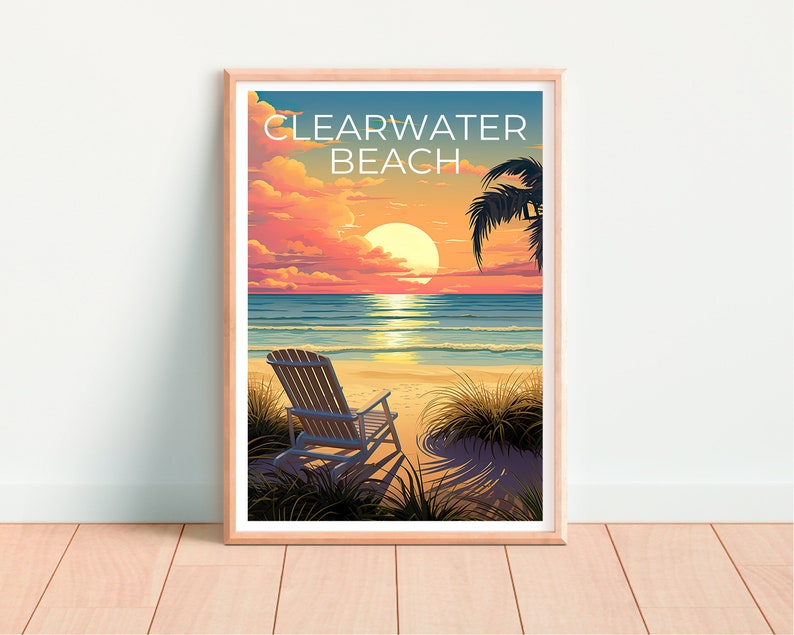 Clearwater Beach Poster, Clearwater Beach Print, Florida Art, Florida Print, Clearwater Beach Travel Poster, Beach Poster, Florida Gift