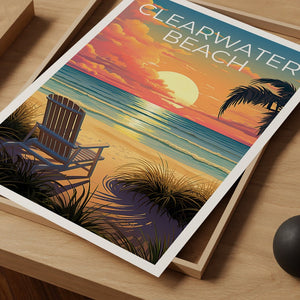 Clearwater Beach Poster, Clearwater Beach Print, Florida Art, Florida Print, Clearwater Beach Travel Poster, Beach Poster, Florida Gift