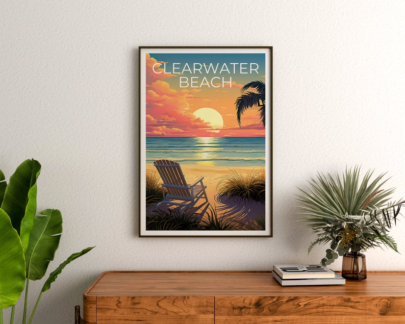 Clearwater Beach Poster, Clearwater Beach Print, Florida Art, Florida Print, Clearwater Beach Travel Poster, Beach Poster, Florida Gift