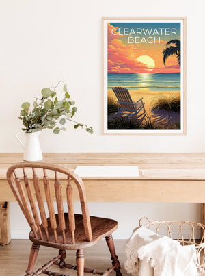 Clearwater Beach Poster, Clearwater Beach Print, Florida Art, Florida Print, Clearwater Beach Travel Poster, Beach Poster, Florida Gift