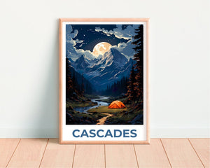 Affiche de voyage Cascades, Art mural de montagne, Impression de montagne, Affiche Cascades, Affiche de montagne, Affiche nature, Art Cascades