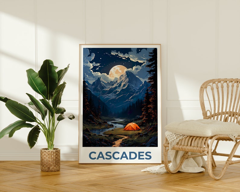 Affiche de voyage Cascades, Art mural de montagne, Impression de montagne, Affiche Cascades, Affiche de montagne, Affiche nature, Art Cascades