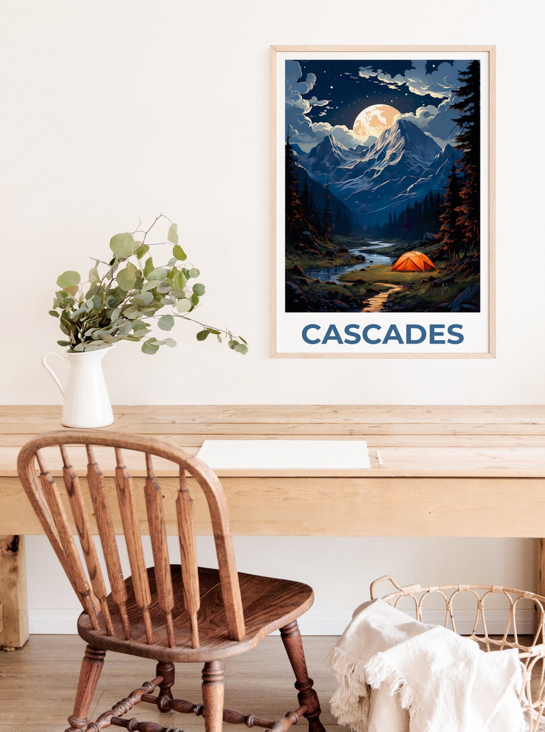 Affiche de voyage Cascades, Art mural de montagne, Impression de montagne, Affiche Cascades, Affiche de montagne, Affiche nature, Art Cascades