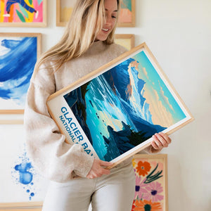 Glacier Bay National Park Travel Print Alaska Poster Glacier Wall Art Ice Landscape Illustration Glacier Bay Poster Home Decor Birthday Gift