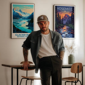 Glacier Bay National Park Travel Print Alaska Poster Glacier Wall Art Ice Landscape Illustration Glacier Bay Poster Home Decor Birthday Gift