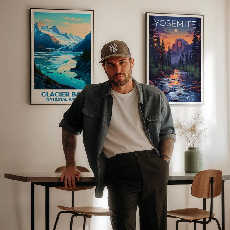 Glacier Bay National Park Travel Print Alaska Poster Glacier Wall Art Ice Landscape Illustration Glacier Bay Poster Home Decor Birthday Gift