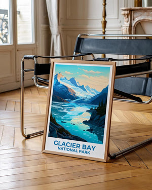 Glacier Bay National Park Travel Print Alaska Poster Glacier Wall Art Ice Landscape Illustration Glacier Bay Poster Home Decor Birthday Gift