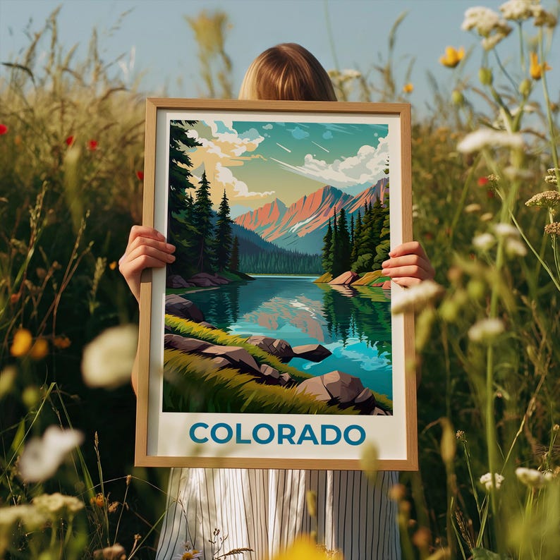Colorado Travel Print, Rocky Mountains Poster, Rockies Wall Art, Forest Illustration, Colorado Poster, Home Decor, Birthday Gift