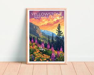 Affiche du parc national de Yellowstone, impression de Yellowstone, affiche du Wyoming, impression du Wyoming, affiche de voyage de Yellowstone, art du Wyoming