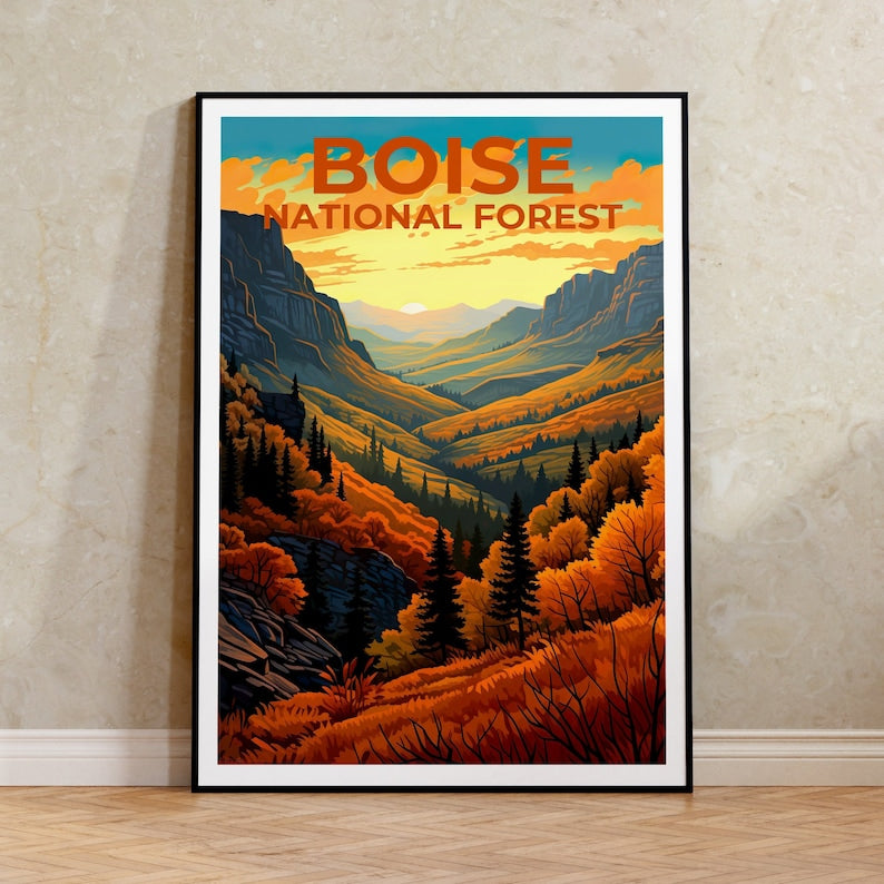 Boise National Forest Poster, Idaho Print, Idaho Art, Boise National Forest Print, Boise National Forest Travel Poster, Idaho Gift