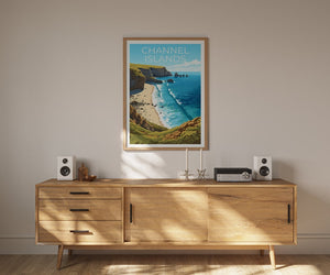 Affiche de voyage des îles Anglo-Normandes, art mural de Californie, impression de Californie, affiche des îles Anglo-Normandes, affiche de nature