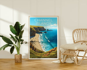 Affiche de voyage des îles Anglo-Normandes, art mural de Californie, impression de Californie, affiche des îles Anglo-Normandes, affiche de nature