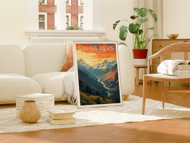 Swiss Alps Travel Poster, Switzerland Wall Art, Switzerland Print, Swiss Alps Poster, Mountain Poster, Nature Poster, Swiss Alps Art