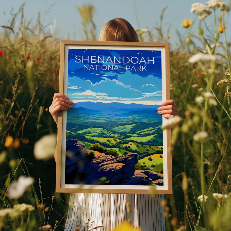 Shenandoah National Park Travel Print Virginia Poster Blue Ridge Wall Art Forest Illustration Shenandoah Poster Home Decor Birthday Gift
