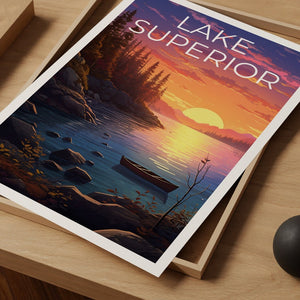 Affiche de voyage sur le lac Supérieur, Art mural des Grands Lacs, Impression des Grands Lacs, Affiche du lac Supérieur, Affiche des Grands Lacs, Impression du lac Supérieur
