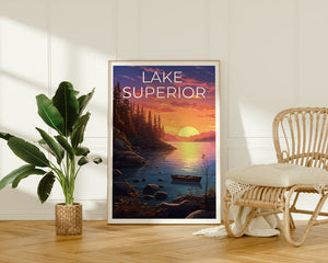 Affiche de voyage sur le lac Supérieur, Art mural des Grands Lacs, Impression des Grands Lacs, Affiche du lac Supérieur, Affiche des Grands Lacs, Impression du lac Supérieur