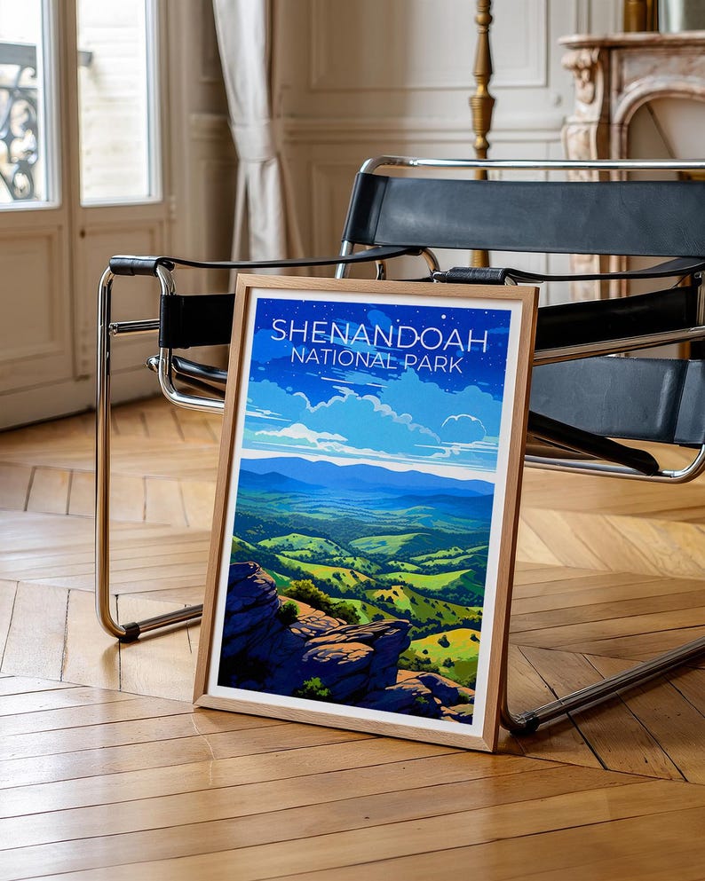 Shenandoah National Park Travel Print Virginia Poster Blue Ridge Wall Art Forest Illustration Shenandoah Poster Home Decor Birthday Gift