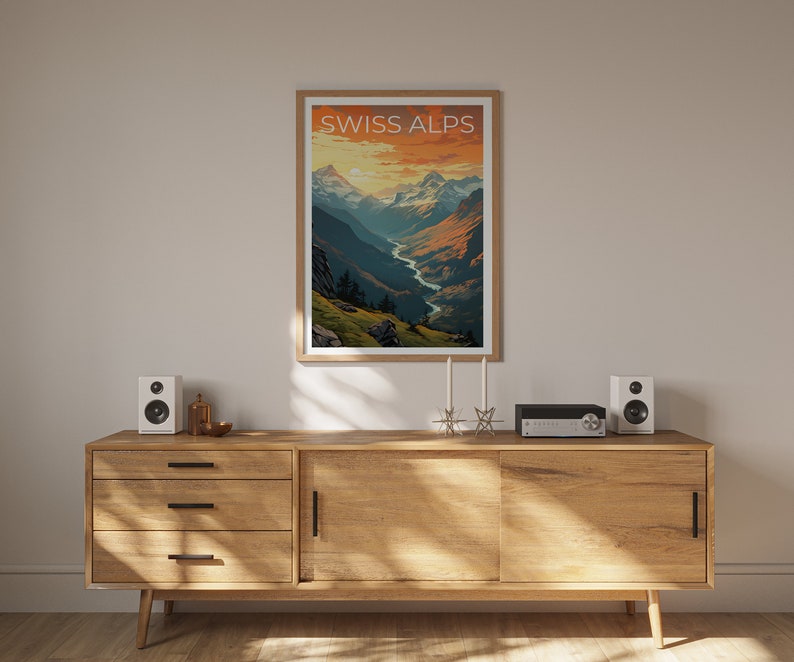 Swiss Alps Travel Poster, Switzerland Wall Art, Switzerland Print, Swiss Alps Poster, Mountain Poster, Nature Poster, Swiss Alps Art