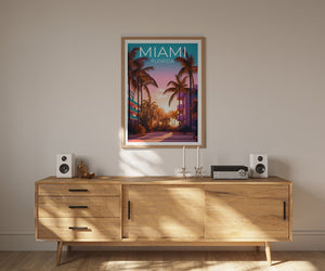 Miami Travel Poster, Florida Wall Art, Florida Print, Miami Poster, Palm Trees Poster, City Poster, Miami Art