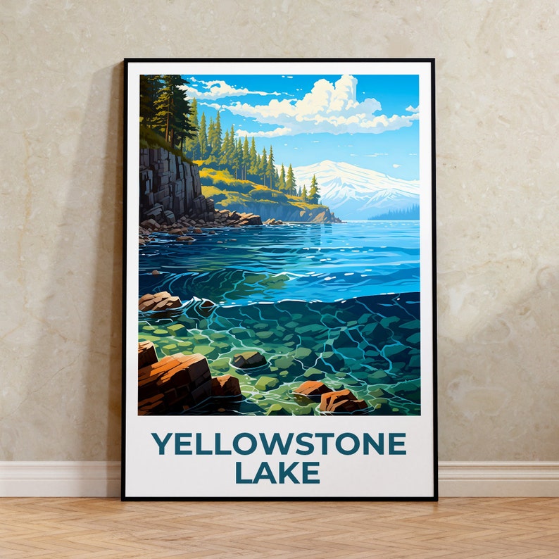 Affiche du lac Yellowstone, Impression du lac Yellowstone, Affiche du Wyoming, Impression du Wyoming, Affiche de voyage du lac Yellowstone, Affiche du lac