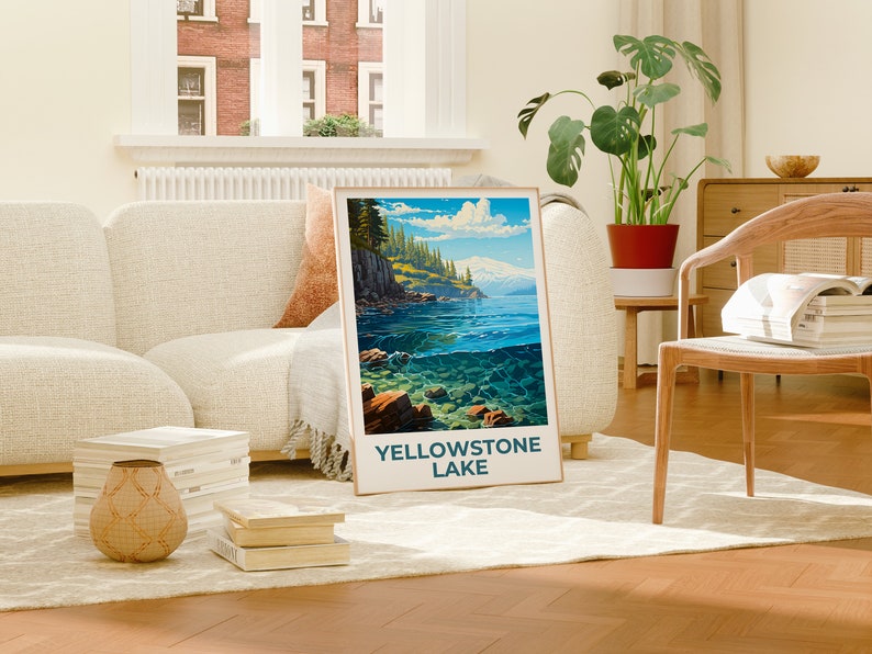 Affiche du lac Yellowstone, Impression du lac Yellowstone, Affiche du Wyoming, Impression du Wyoming, Affiche de voyage du lac Yellowstone, Affiche du lac