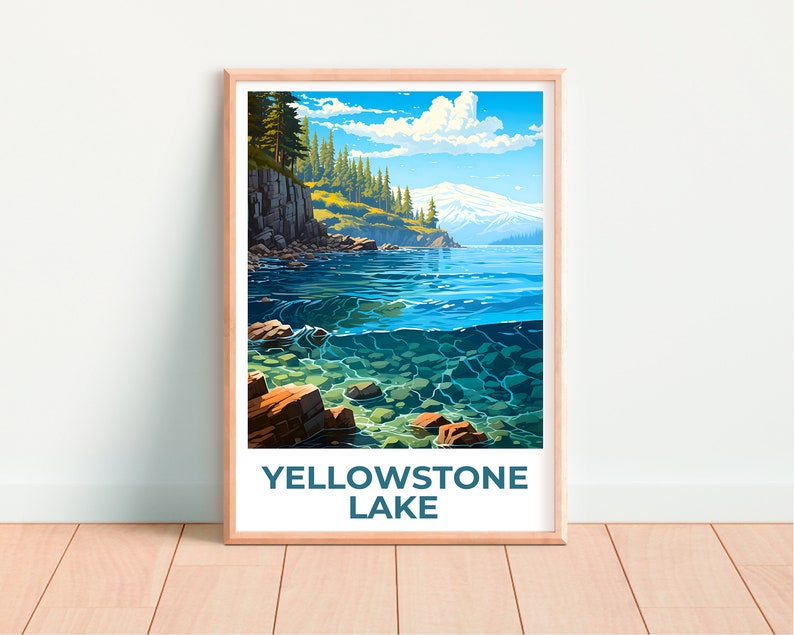 Affiche du lac Yellowstone, Impression du lac Yellowstone, Affiche du Wyoming, Impression du Wyoming, Affiche de voyage du lac Yellowstone, Affiche du lac