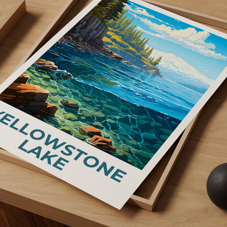 Affiche du lac Yellowstone, Impression du lac Yellowstone, Affiche du Wyoming, Impression du Wyoming, Affiche de voyage du lac Yellowstone, Affiche du lac