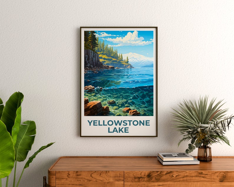 Affiche du lac Yellowstone, Impression du lac Yellowstone, Affiche du Wyoming, Impression du Wyoming, Affiche de voyage du lac Yellowstone, Affiche du lac
