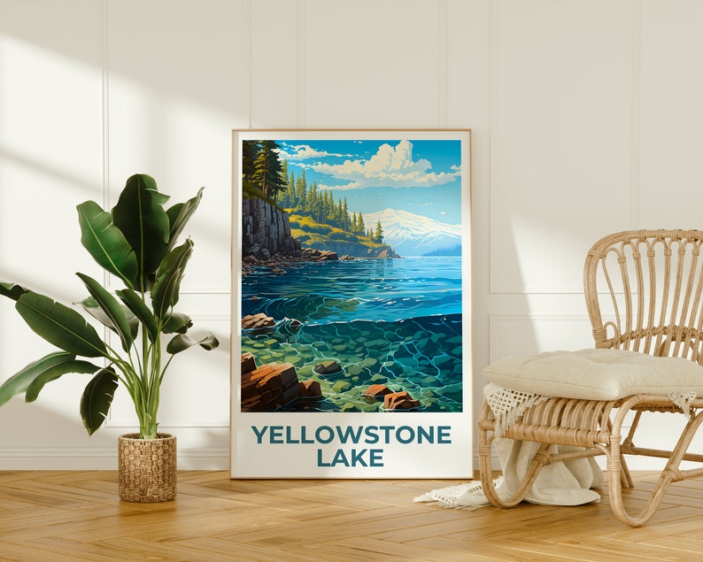 Affiche du lac Yellowstone, Impression du lac Yellowstone, Affiche du Wyoming, Impression du Wyoming, Affiche de voyage du lac Yellowstone, Affiche du lac