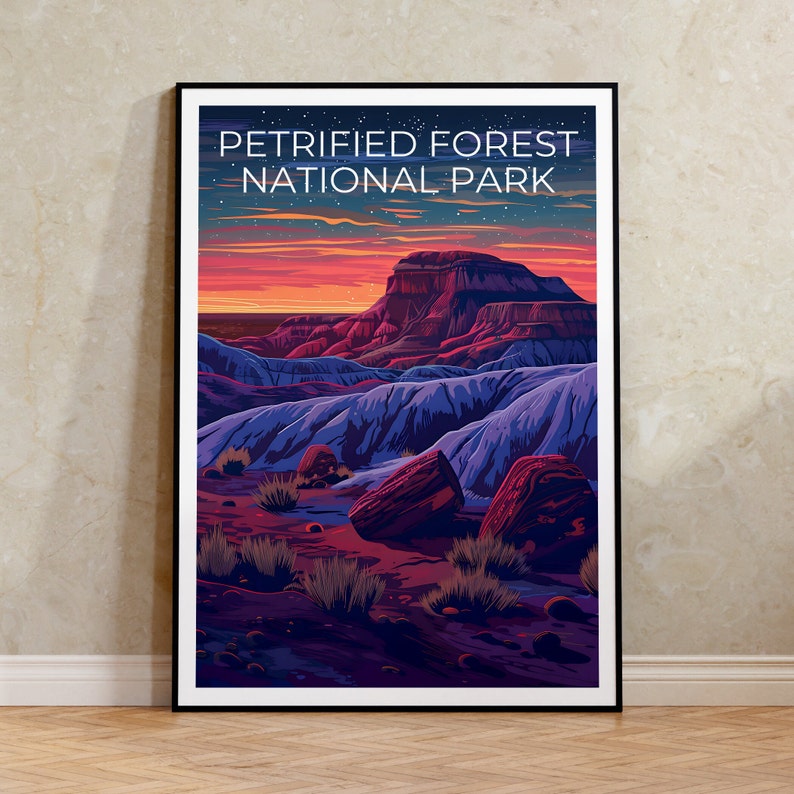 Affiche du parc national de Petrified Forest, impression de la forêt pétrifiée, affiche de l'Arizona, impression de l'Arizona, affiche de voyage de la forêt pétrifiée, art de l'Arizona