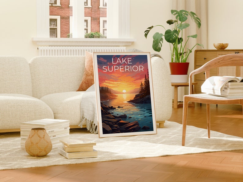 Affiche de voyage sur le lac Supérieur, Art mural des Grands Lacs, Impression des Grands Lacs, Affiche du lac Supérieur, Affiche des Grands Lacs, Impression du lac Supérieur